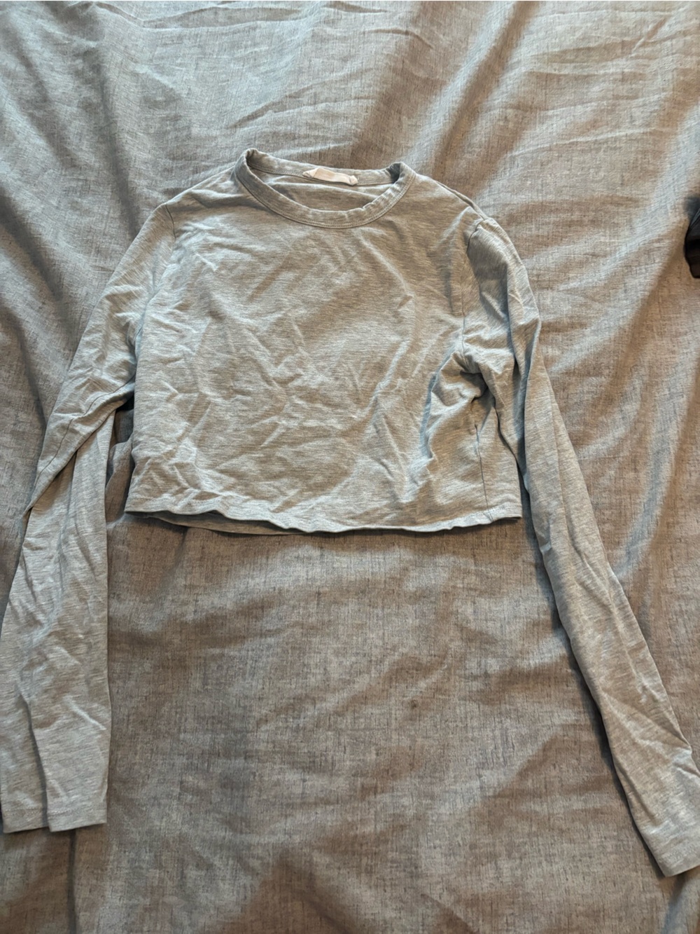 Cotton On Light Gray Long Sleeve Cropped Tee